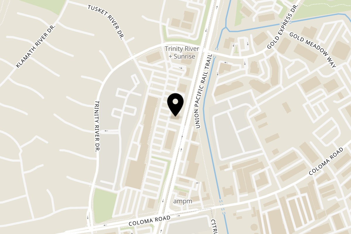 Map showing the location of Gangnam Ave Korean BBQ - AYCE on 2216 Sunrise Blvd in Rancho Cordova